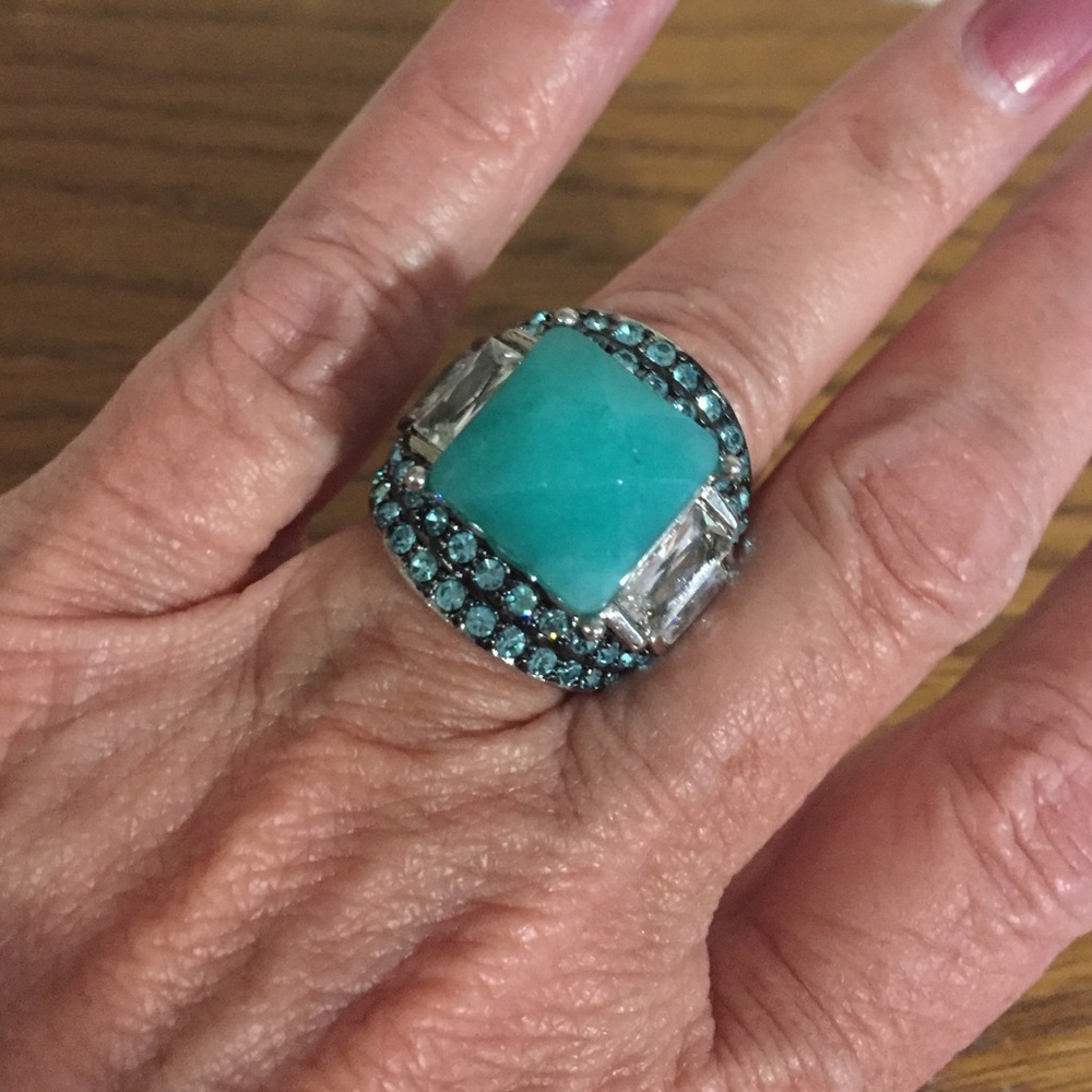 Amazonite & Austrian Crystal ring